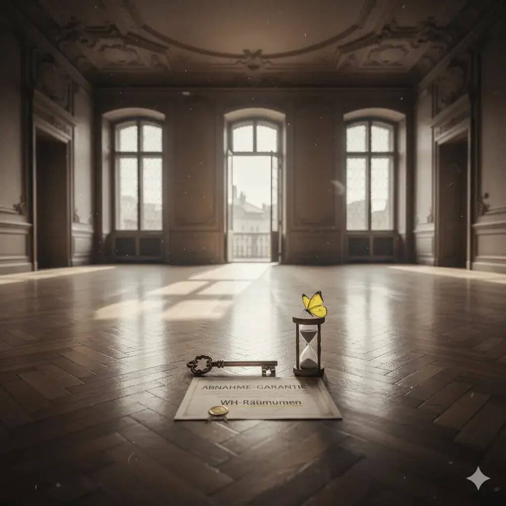 Professional estate clearance in a Swiss apartment: A team from WH-Räumungen carefully sorting items with a focus on document security and art historical evaluation.